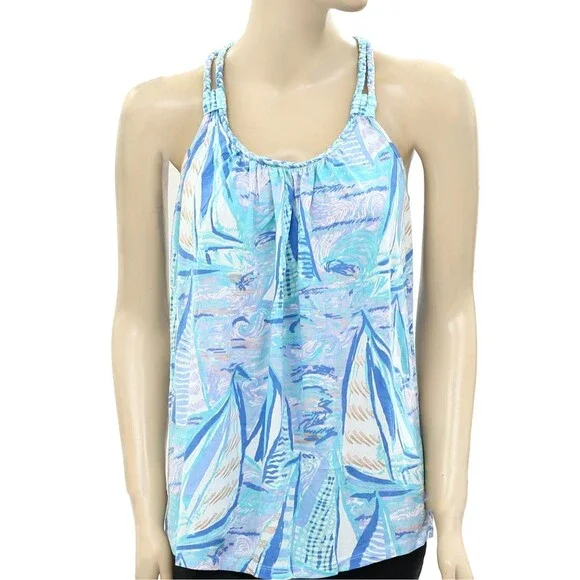 Lilly Pulitzer Aleida Tank Top Racerback Braided Jersey Beach Resort S 270230 - Picture 4 of 7